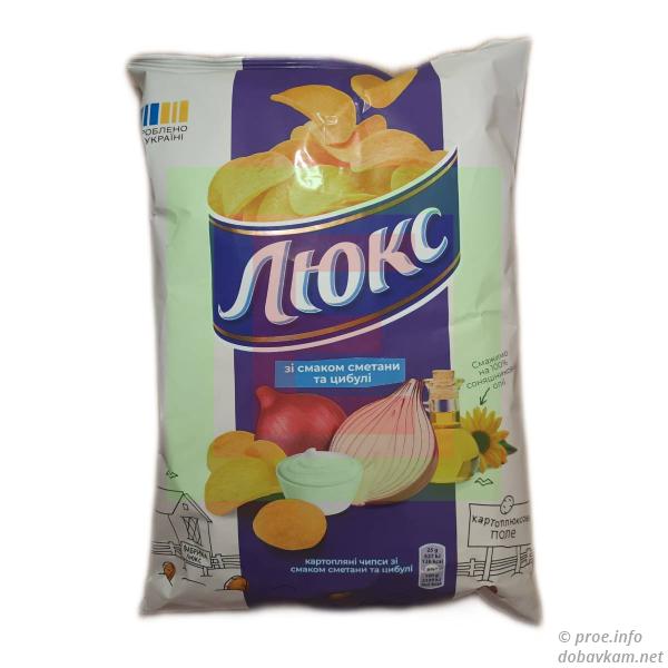 Чіпси «Люкс» зі смаком сметани та цибулі